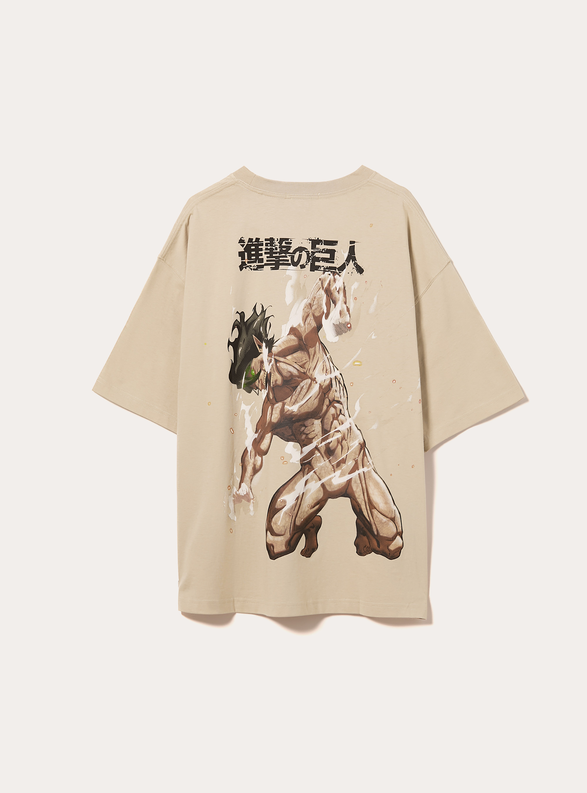 T-shirt attack on titan boxy fit, BG2 BEIGE MEDIUM
