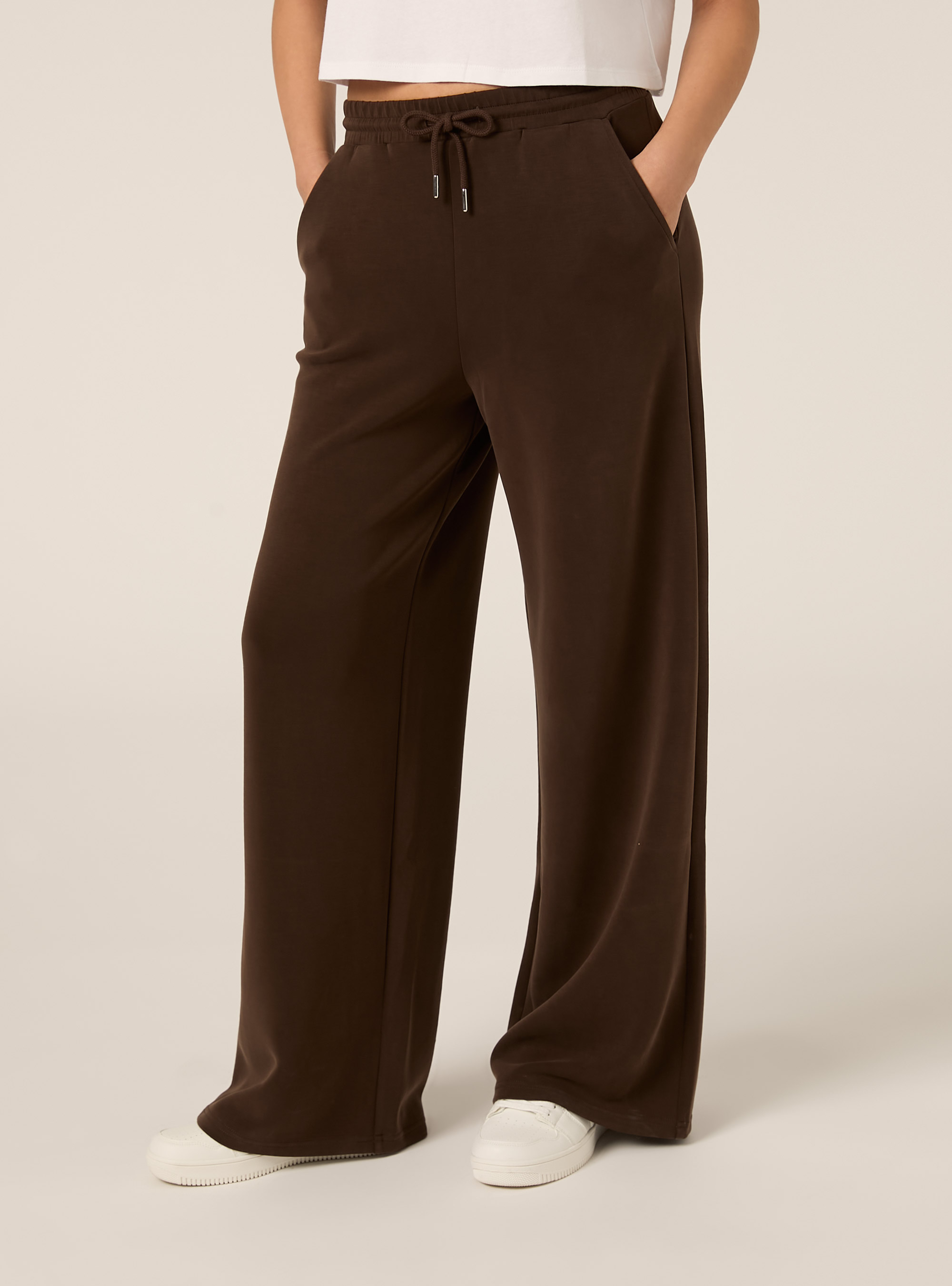 Jogger wide leg soft touch, BR2 BROWN MEDIUM