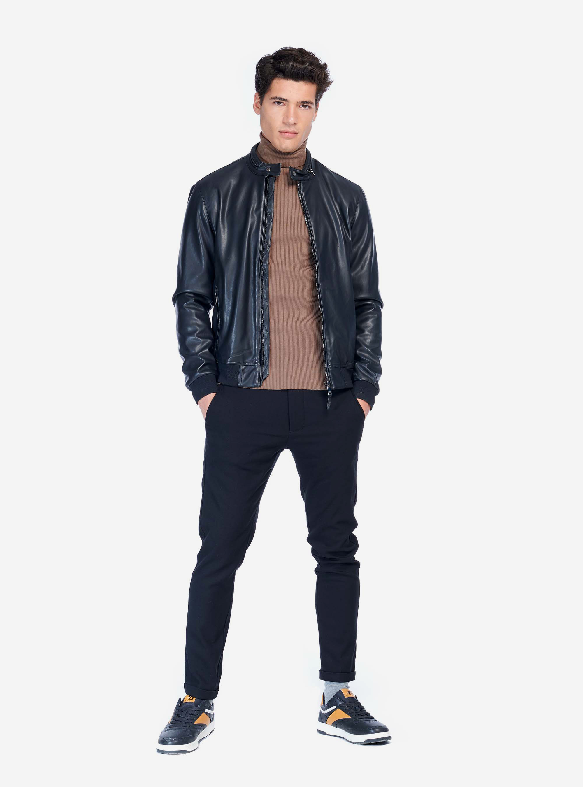 JACKET FAKE LEATHER, BLACK