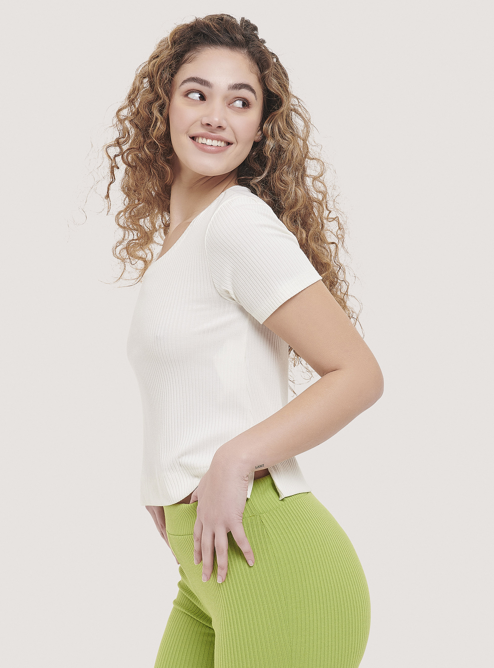 Camiseta acanalada, C0020 OFF WHITE