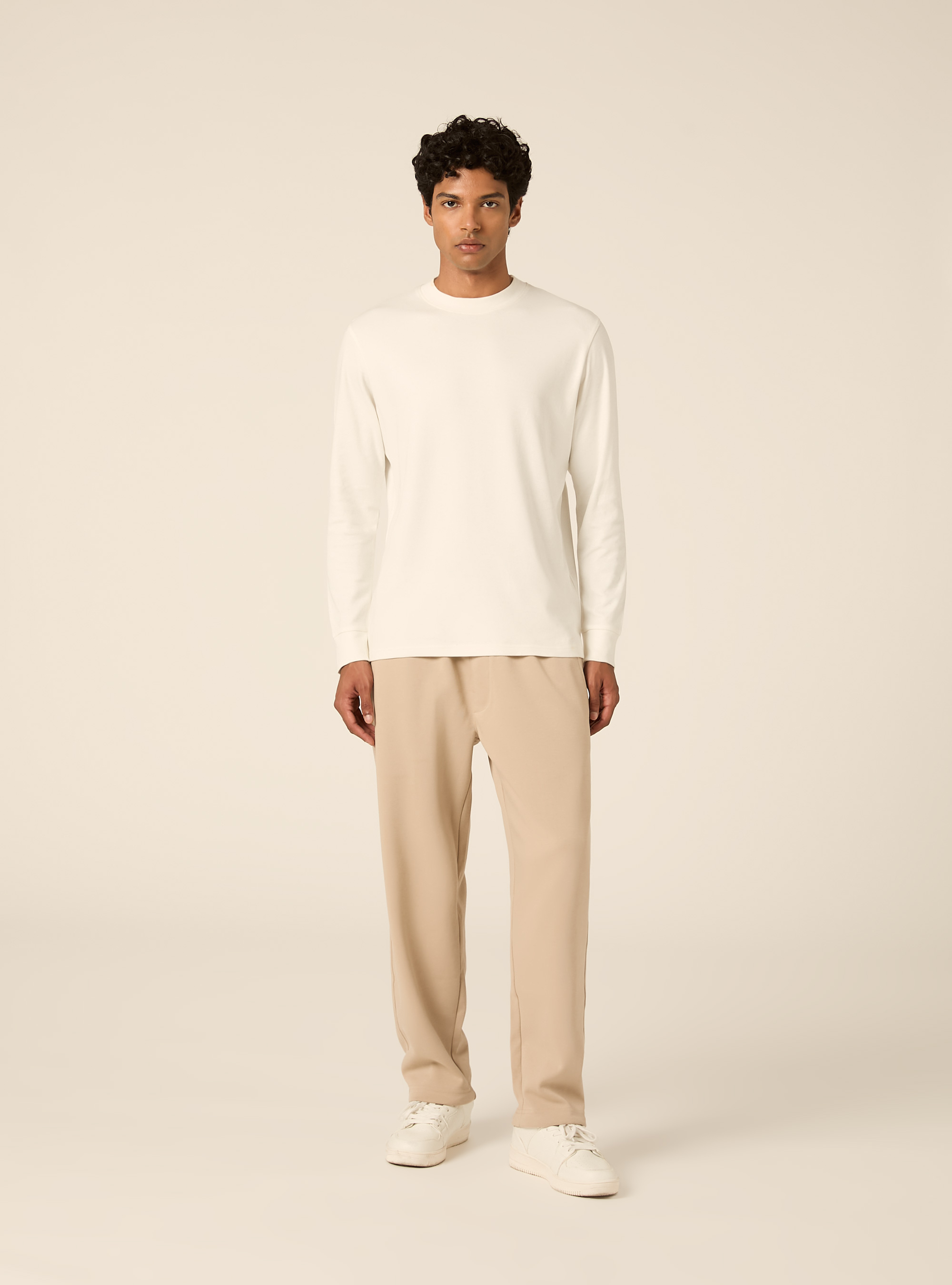 Pantaloni tuta in interlock relaxed fit, BG2 BEIGE MEDIUM