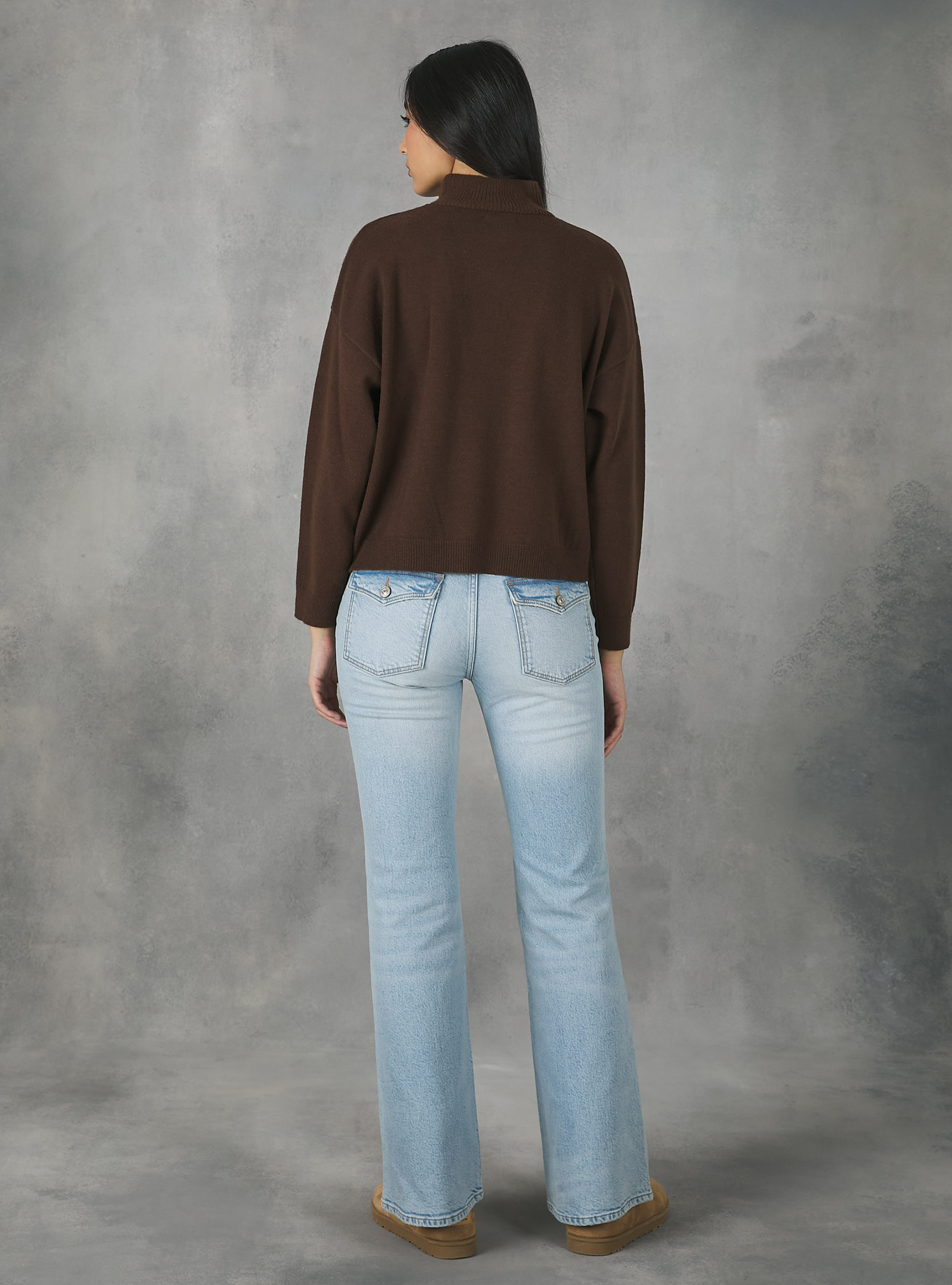 Pull demi-cou avec fermeture éclair, BR2 BROWN MEDIUM