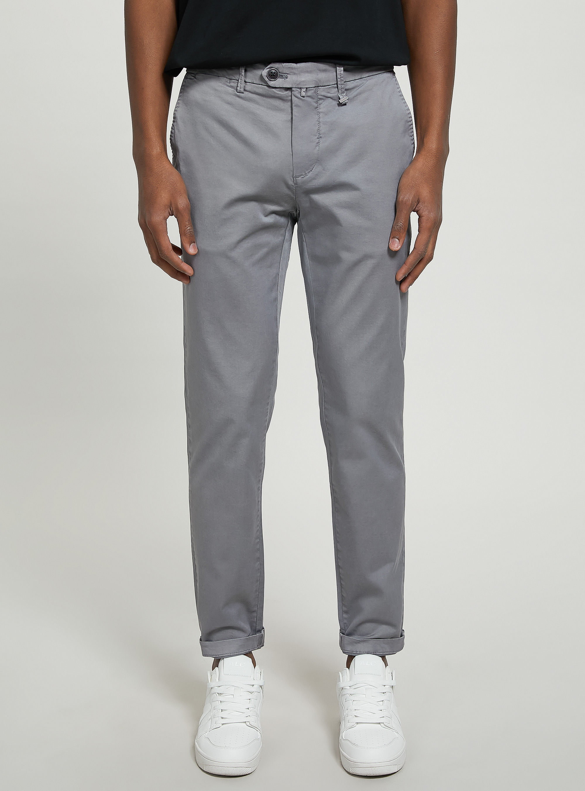 Stretch cotton twill chinos, GY3 GREY LIGHT