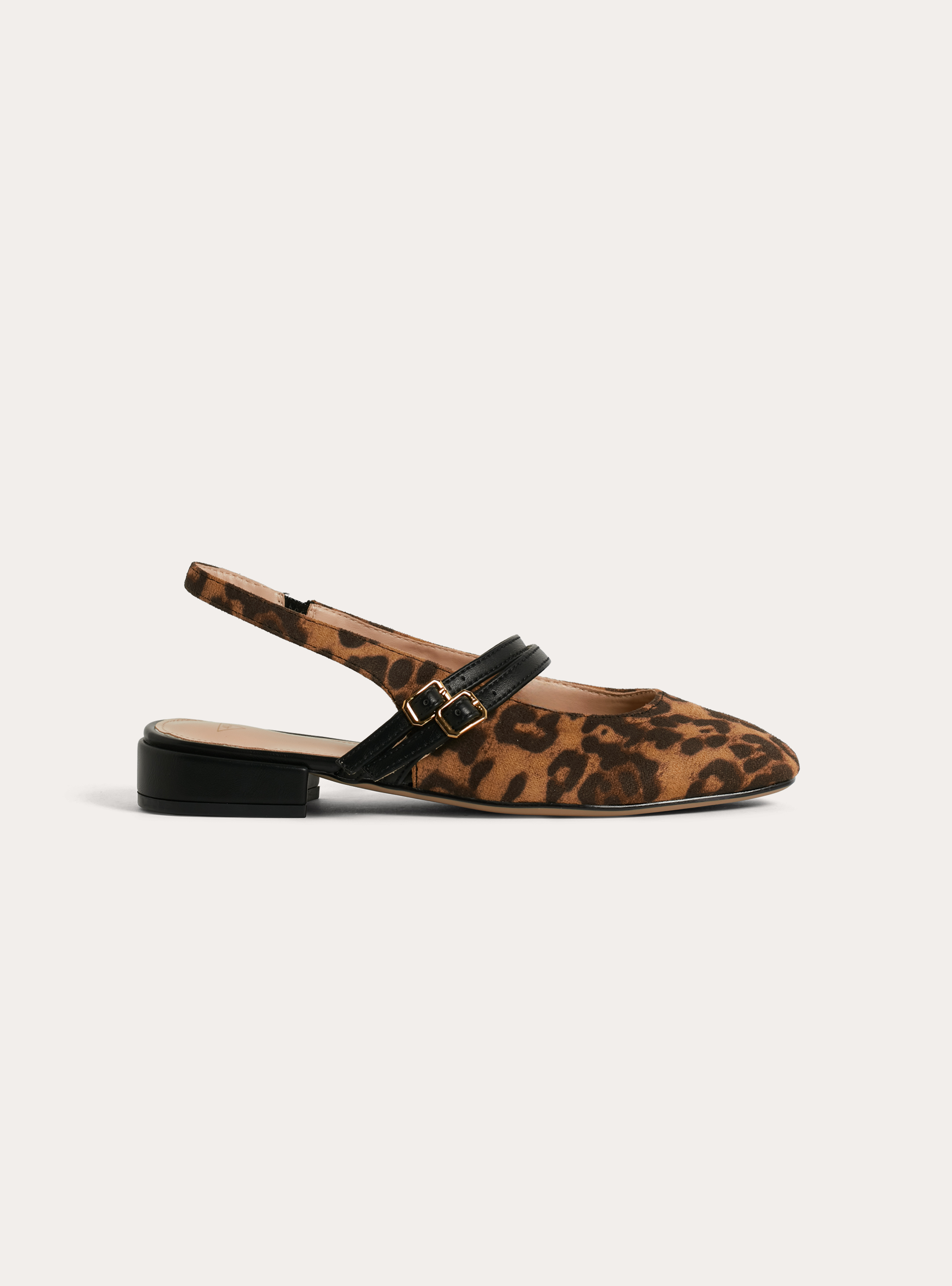Leather-effect slingback ballet flats, ANIMALIER