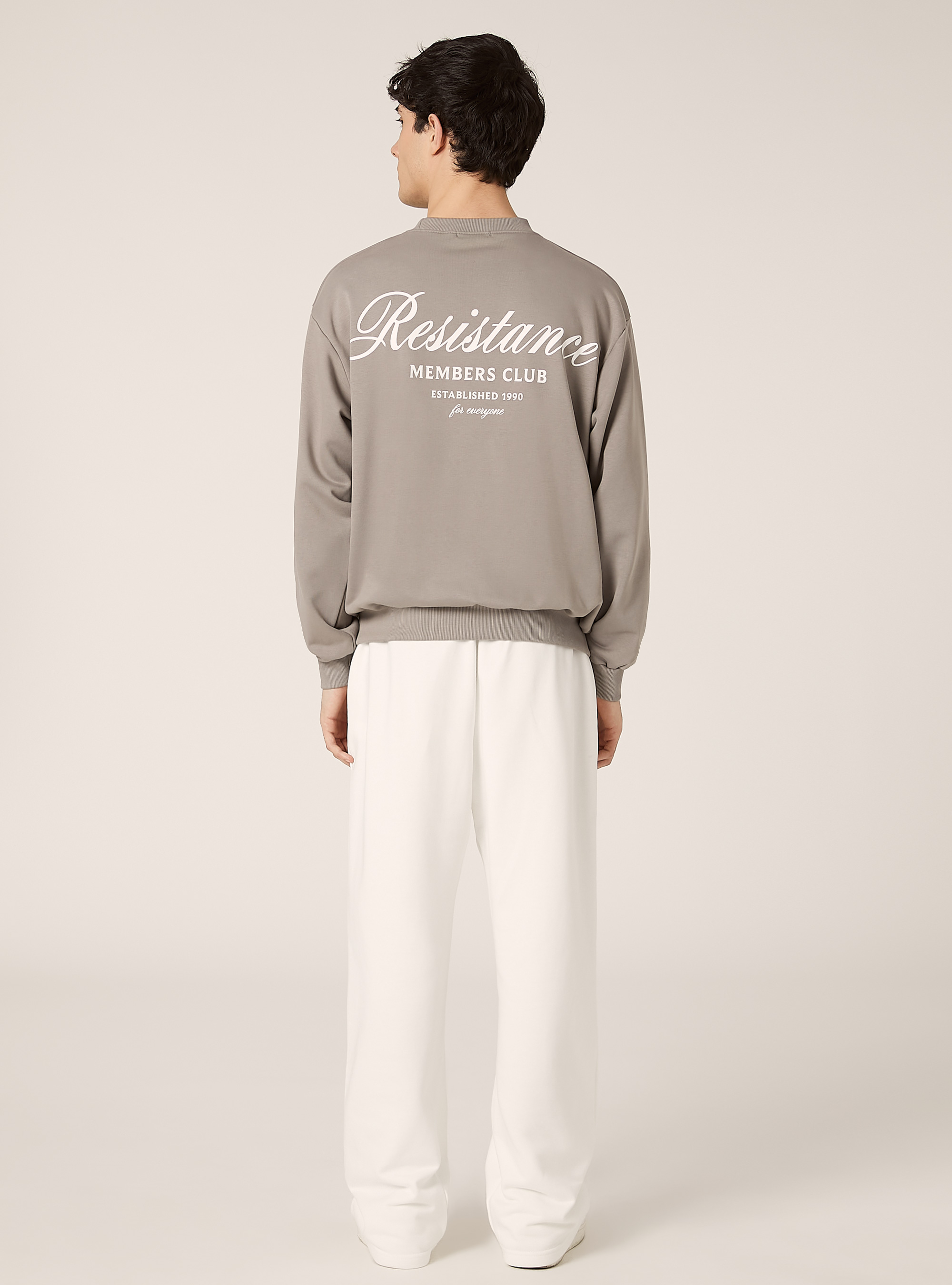 Boxy fit sweatshirt with print, GY2 GREY MEDIUM