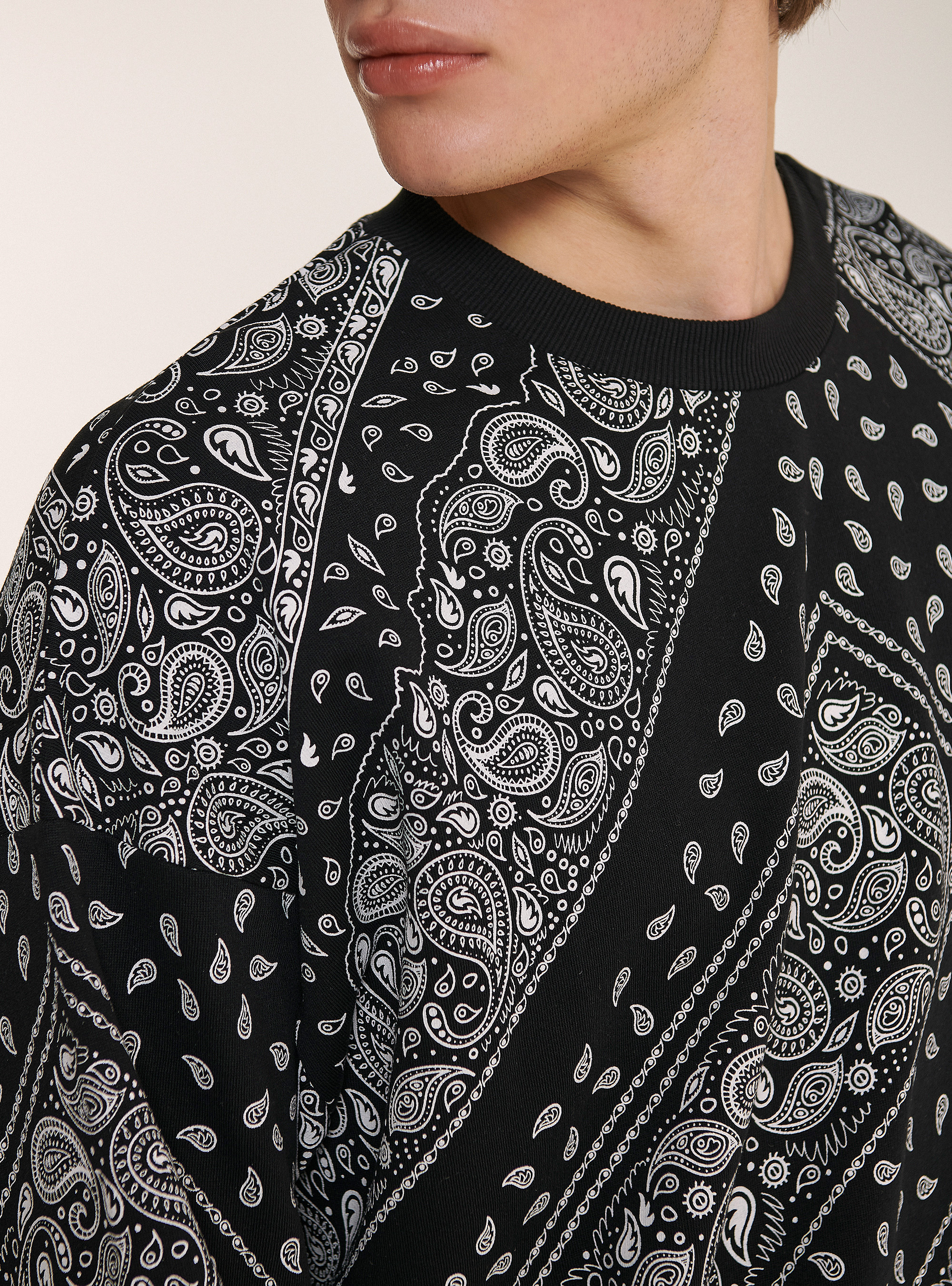 Ringhals-Sweatshirt mit Paisley-Print, C101 BLACK