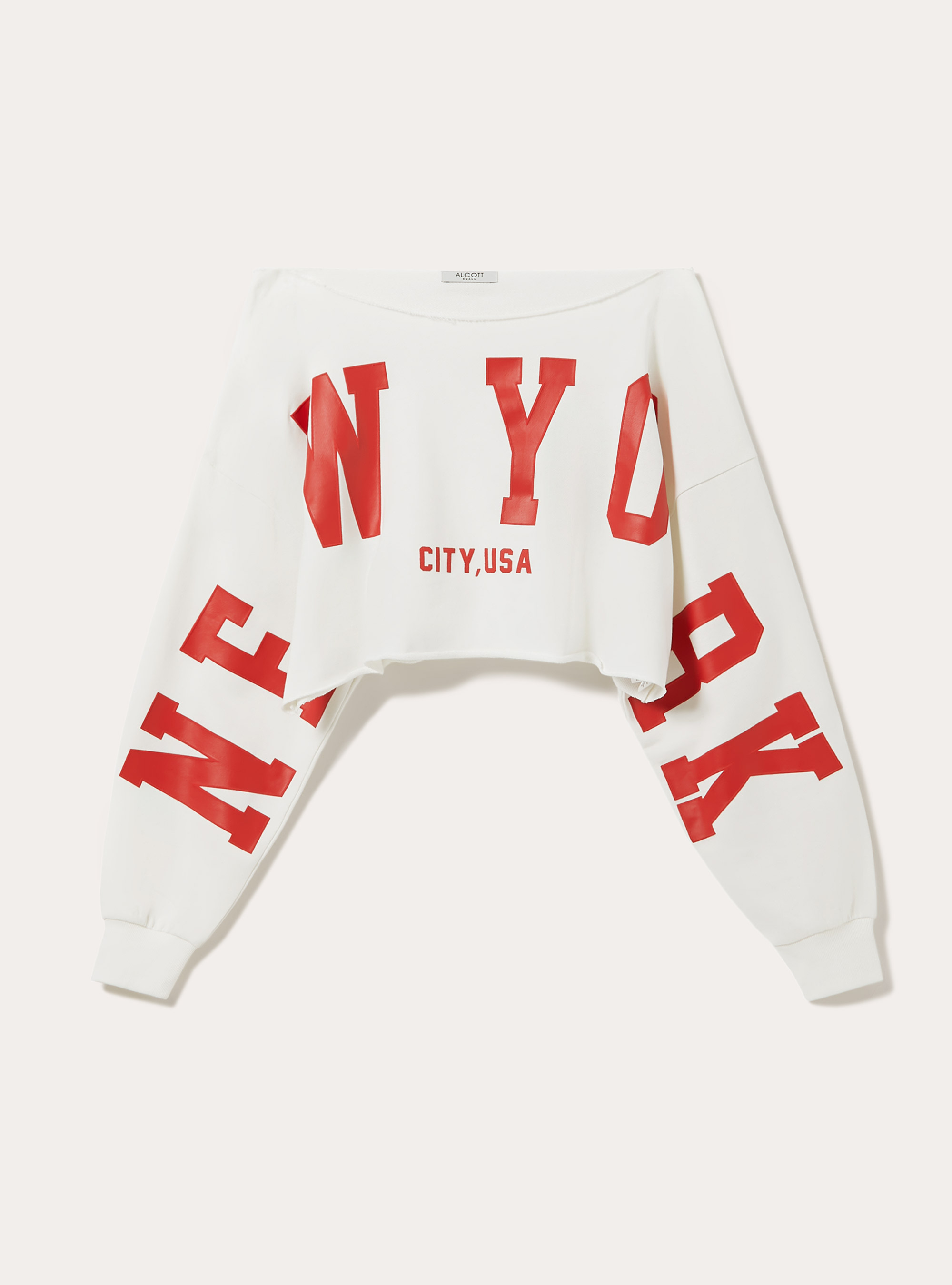 Sudadera corta con hombros descubiertos, WH1 OFF WHITE