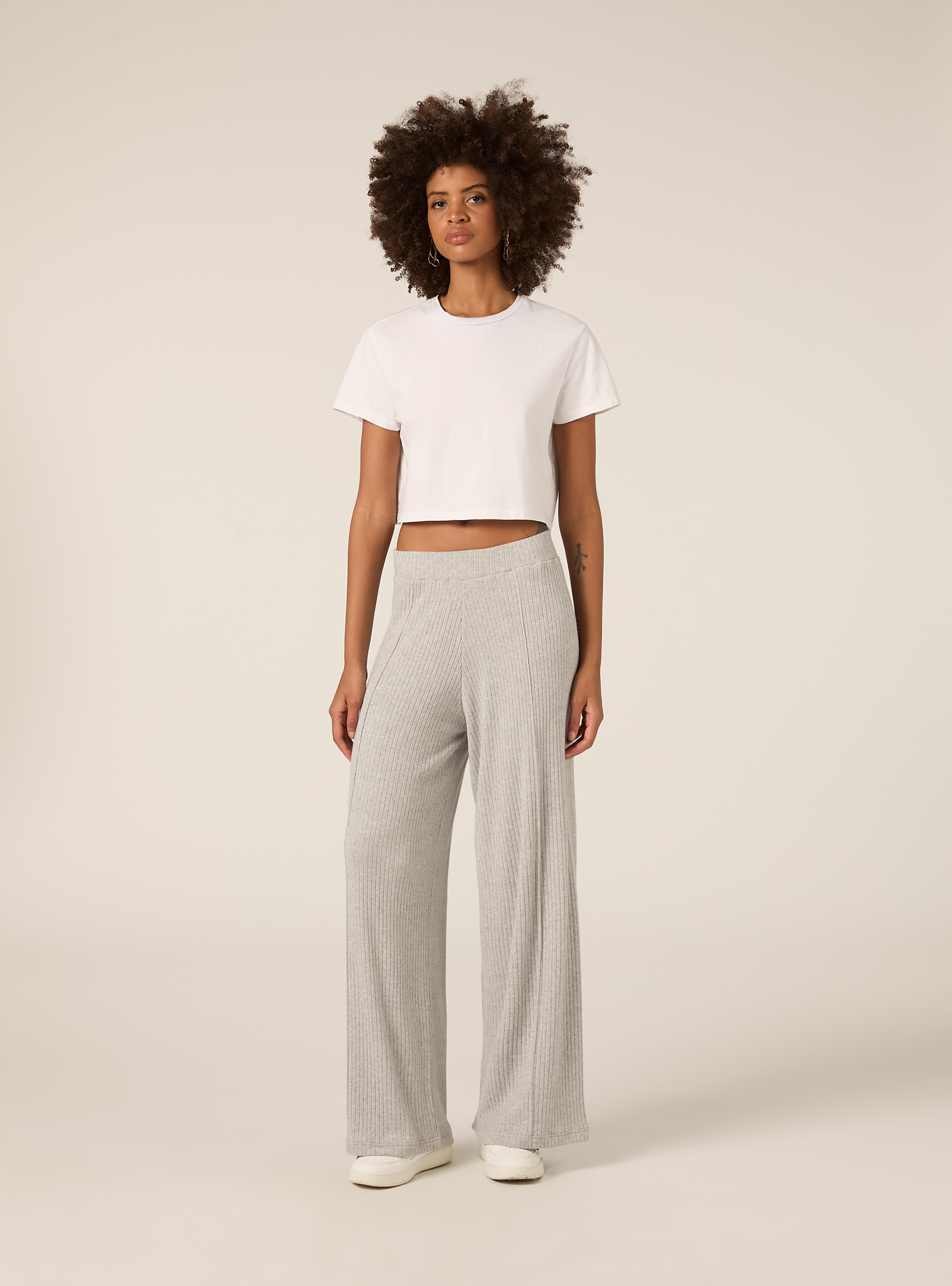 Palazzo knit pants, MGY2 GREY MEL MEDIUM