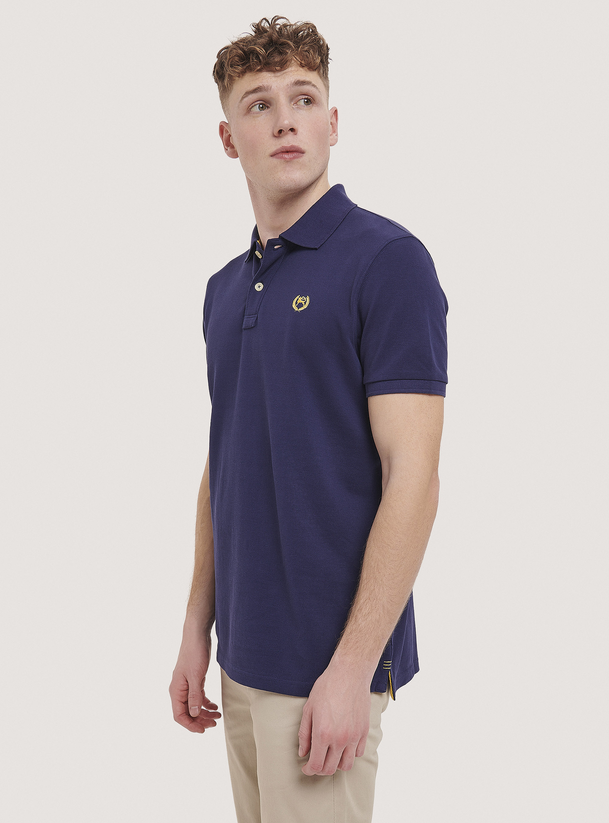 Cotton pique polo shirt with embroidery, C2352 BLUE