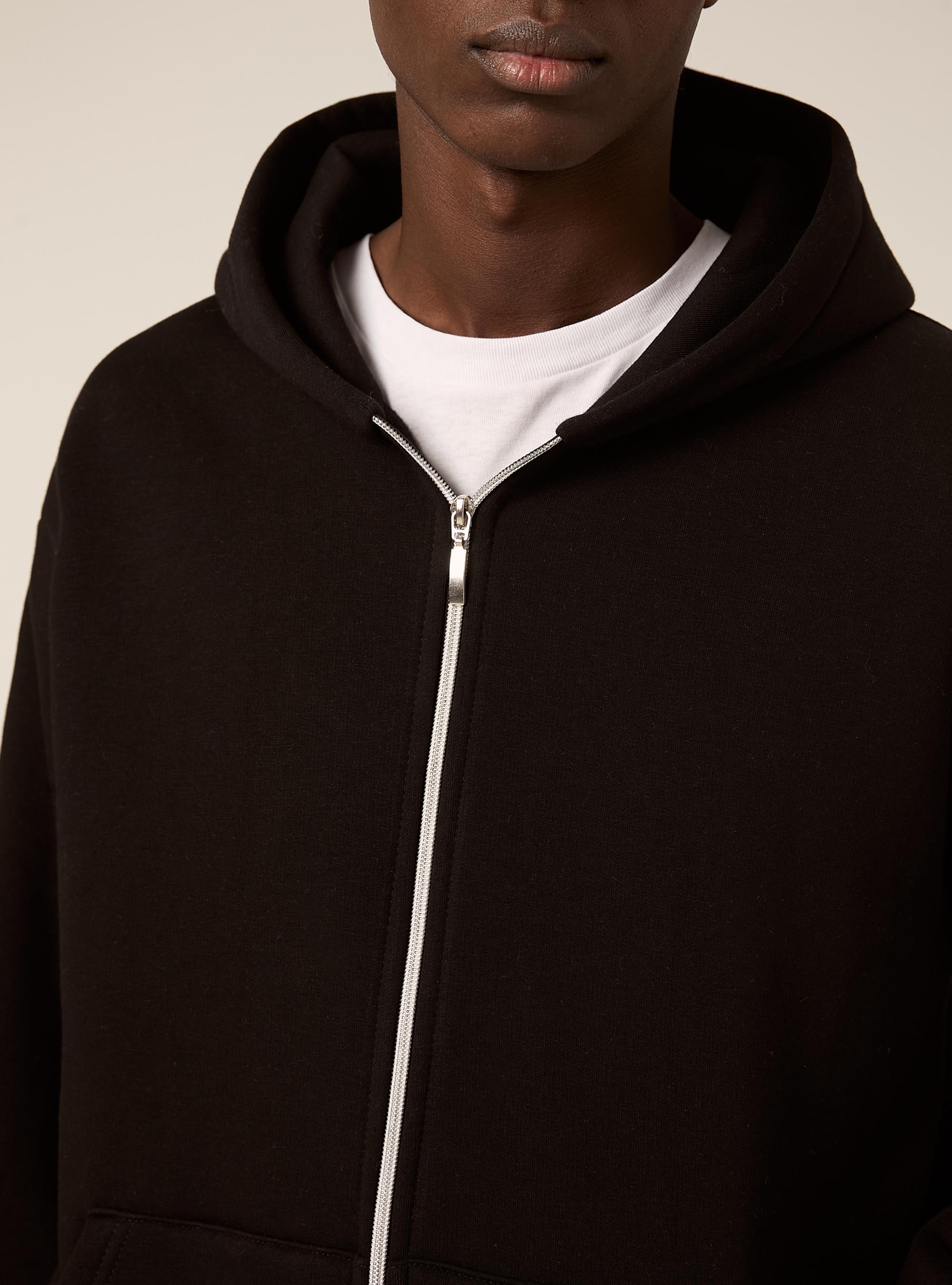Boxy fit zip-up hoodie, BK1 BLACK