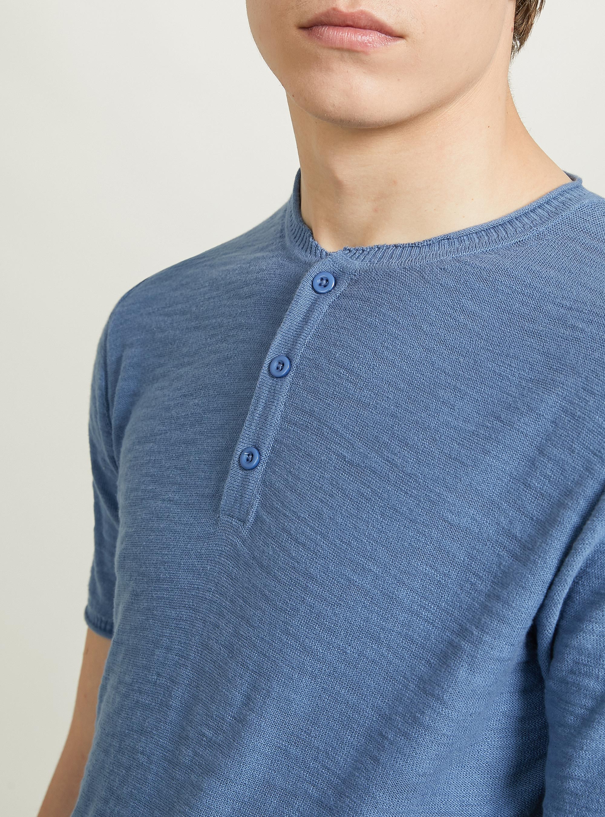 Short-sleeved serafino pullover, BL2 BLUE MEDIUM