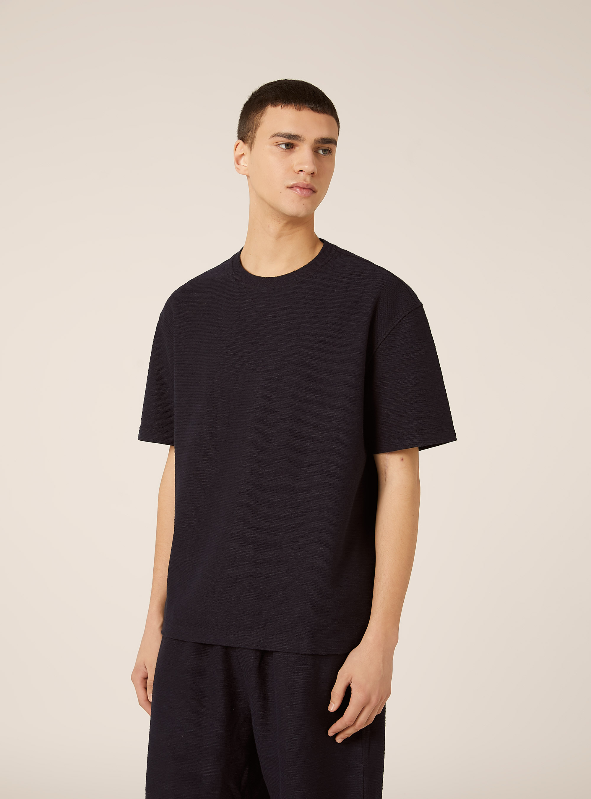 Textured cotton T-shirt, NA1 NAVY DARK