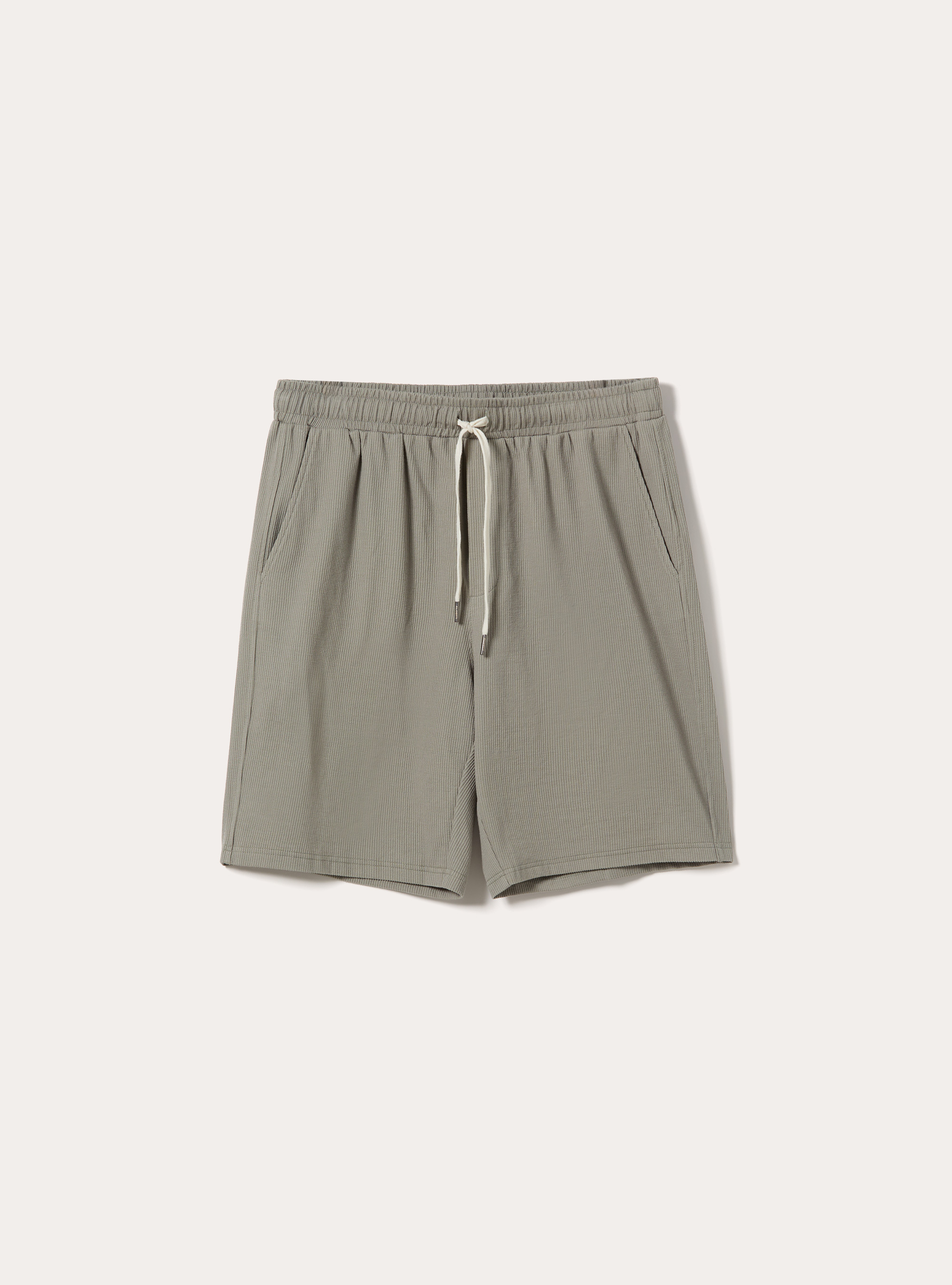 Bermuda con elastico in vita  in maglia a coste, SG3 SAGE LIGHT