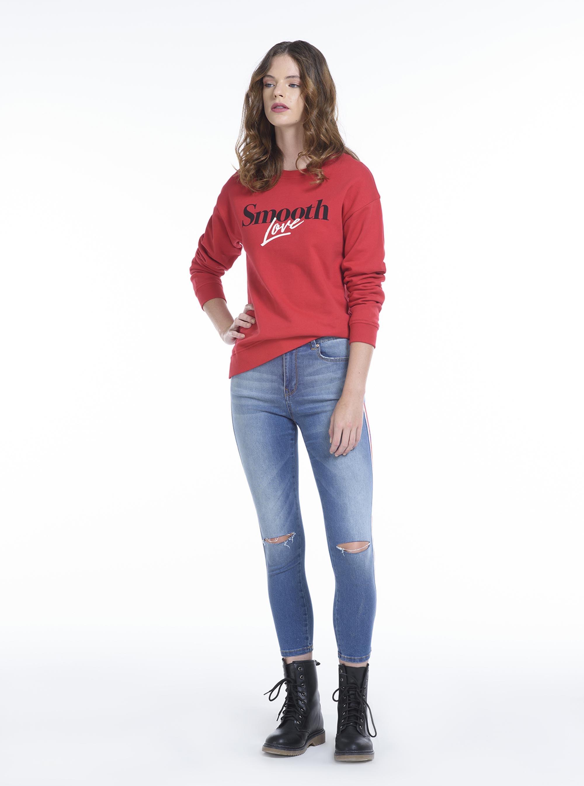 Felpa con stmpa lettering, C4412 RED