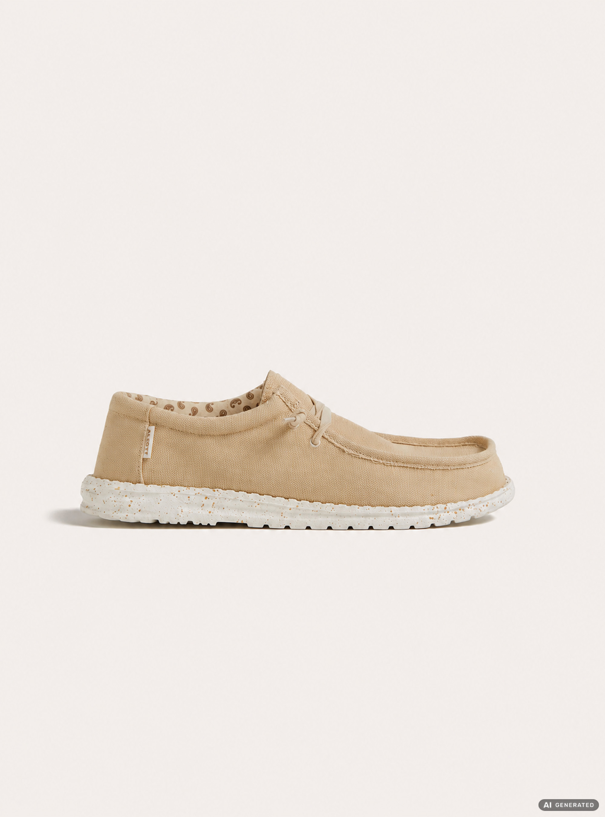 Zapatos Mocas&iacute;n de Lona con Cordones, BG2 BEIGE MEDIUM