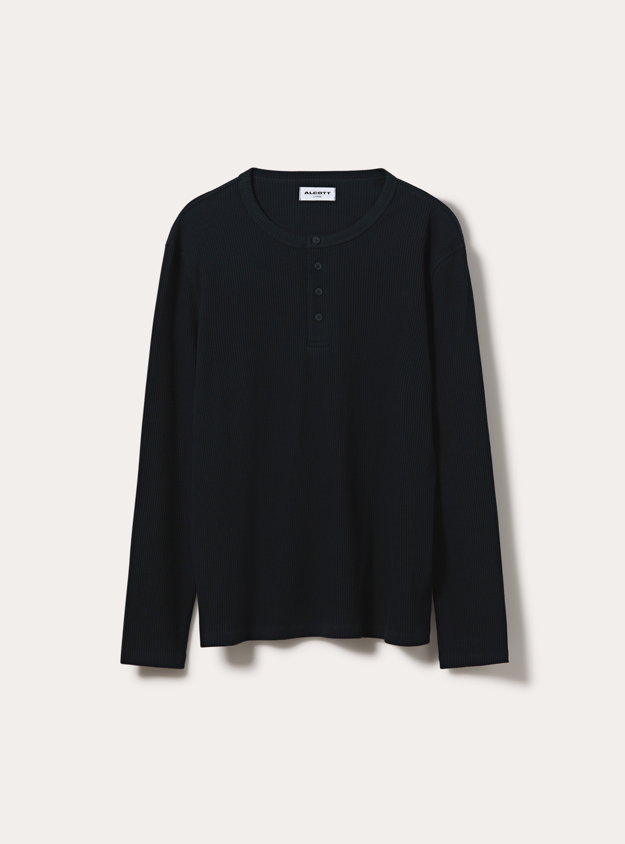 T-shirt henley a coste con  manica lunga, NAVY SCURO