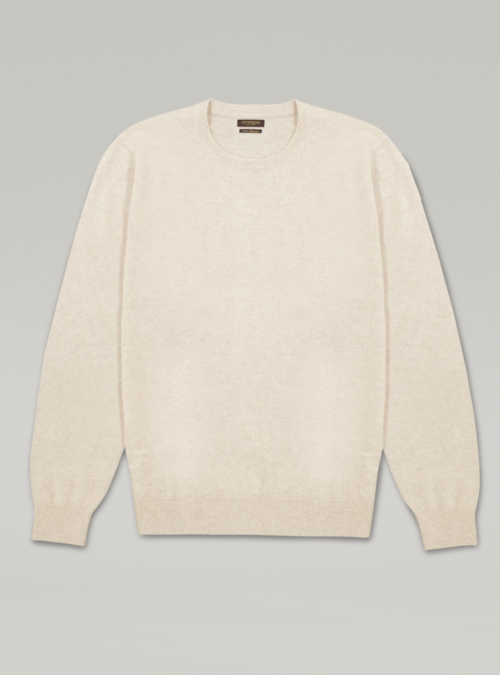100% cashmere round neck sweater, OFF-WHITE